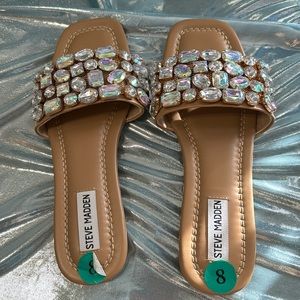Steve Madden Rhinestone Slip On Sandals Size 8
